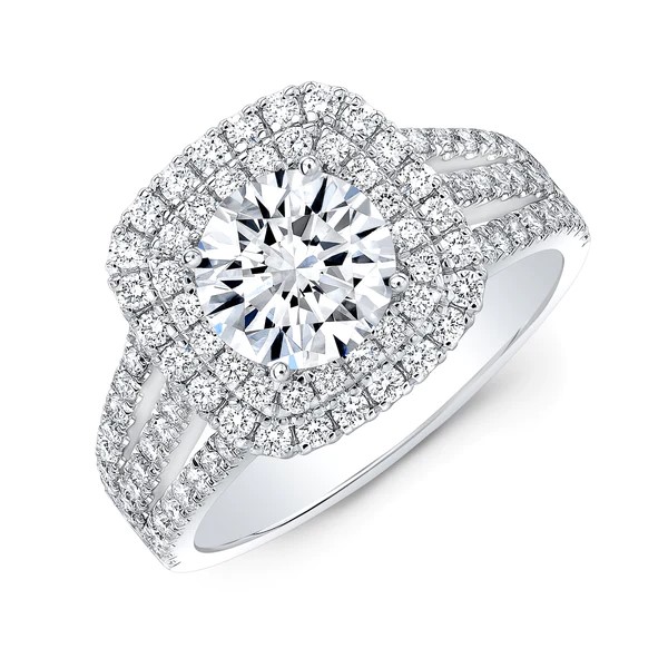 Round Moissanite Diamond Sterling Silver Stud Halo Diamond Earring