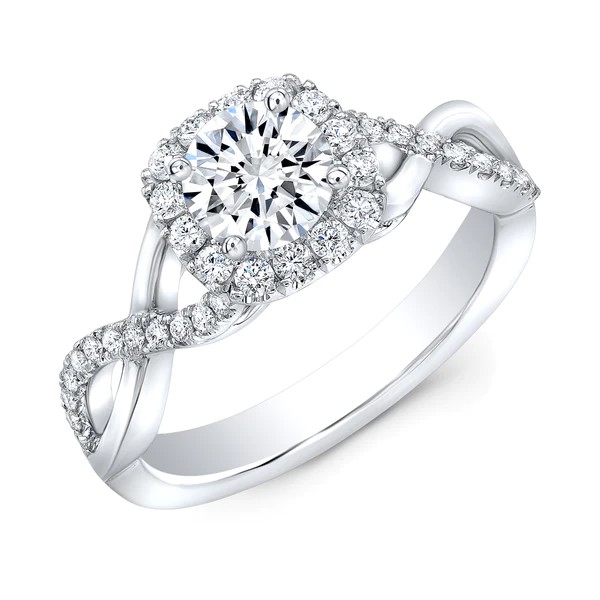 Round Moissanite Diamond Sterling Silver Stud Halo Diamond Earring