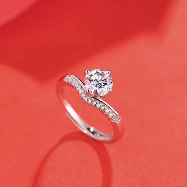 Round Moissanite Diamond Sterling Silver Stud Halo Diamond Earring